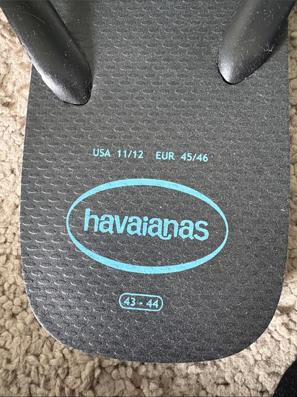 Havaianas Black Straps with Blue Footbed Flip Flops